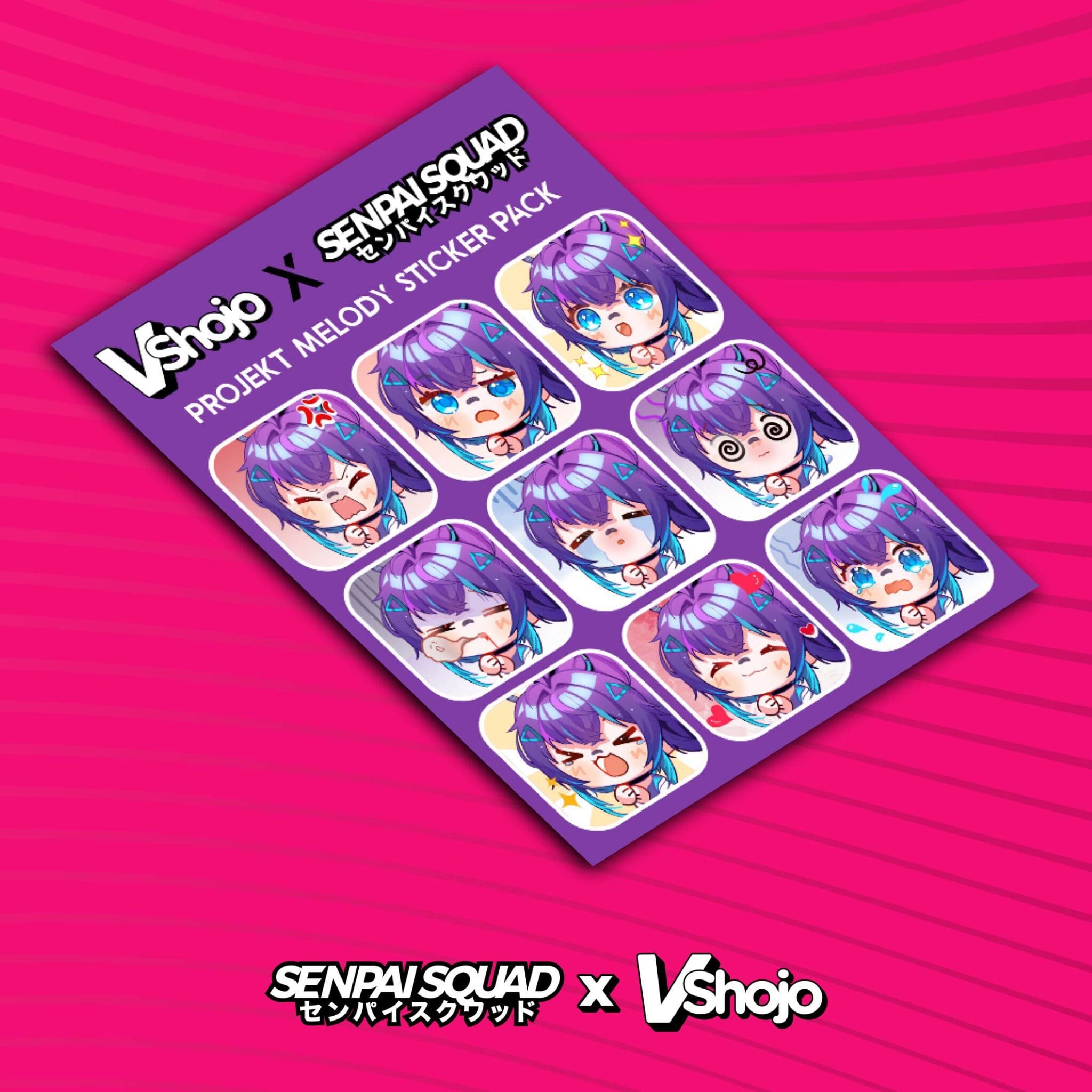 Vshojo X Senpai Squad Projekt Melody Sticker Set Senpai Squad