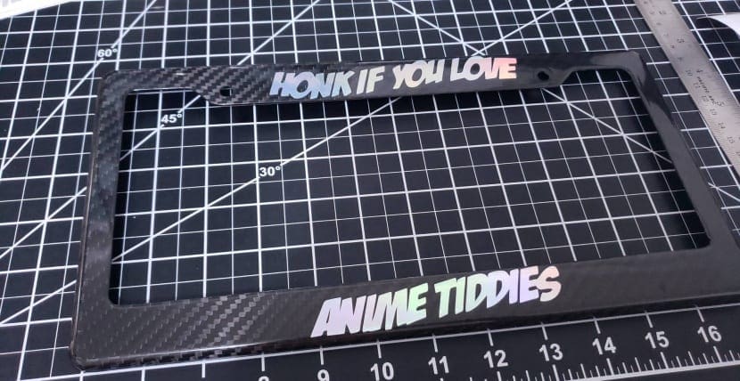 Honk If You Love Anime Tiddies License Plate Frame – Senpai Squad